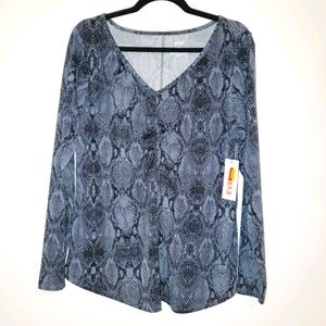 EVRI Plus Size Long Sleeve Snakeskin Print Top 370